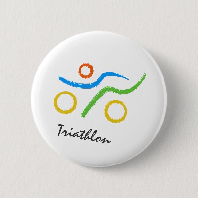 Triathlon logo 6 cm round badge (Front)