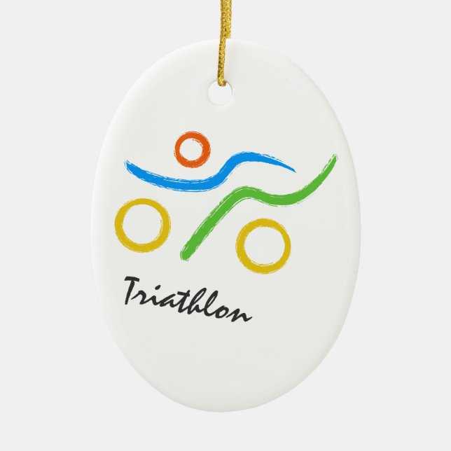 Triathlon logo ceramic tree decoration (Front)