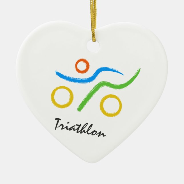 Triathlon logo ceramic tree decoration (Front)