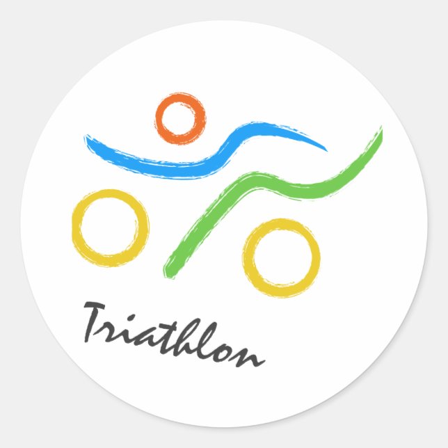Triathlon logo classic round sticker (Front)