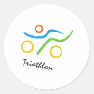 Triathlon logo classic round sticker