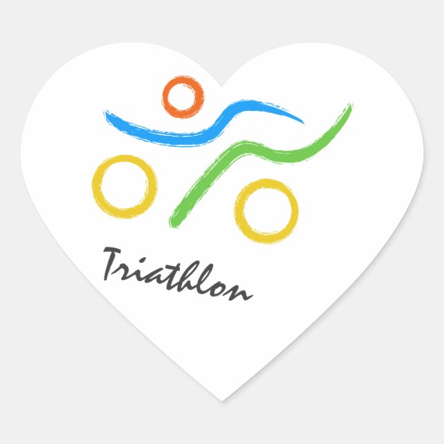 Triathlon logo heart sticker (Front)
