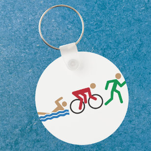 Triathlon logo icons in colour key ring