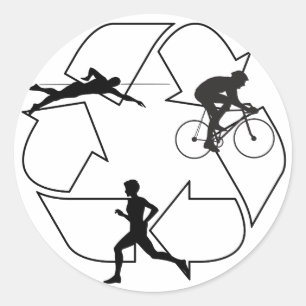 Triathlon Man Classic Round Sticker