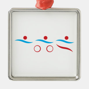 Triathlon modern cool logo metal ornament