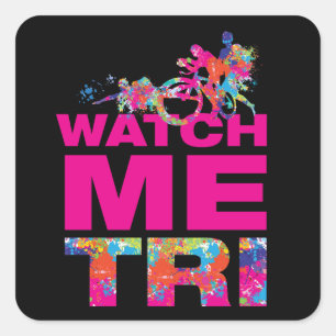 Triathlon Motivation Black And Magenta Typography Square Sticker