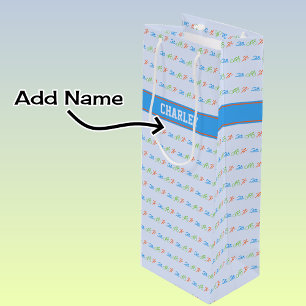 Triathlon pattern custom name wine gift bag