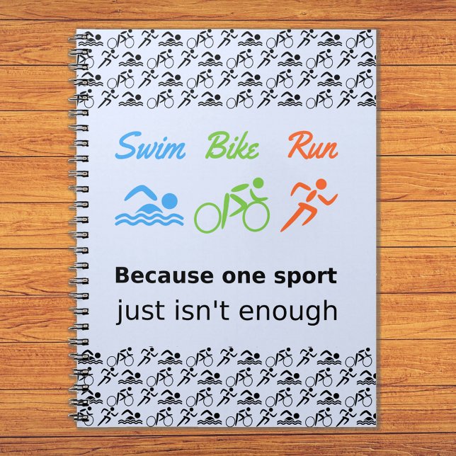 Triathlon pattern swim bike run sports quote notebook (Creator Uploaded)
