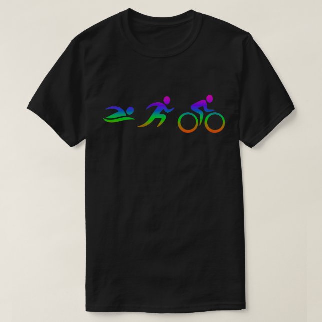 Triathlon Rainbow Silhuette T-Shirt (Design Front)
