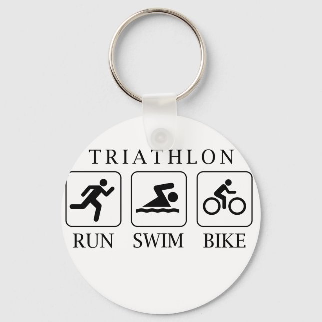 Triathlon run, swim and bike key ring (Front)