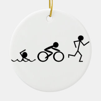 Triathlon Stick Figures Ceramic Tree Decoration