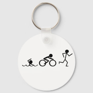 Triathlon Stick Figures Key Ring