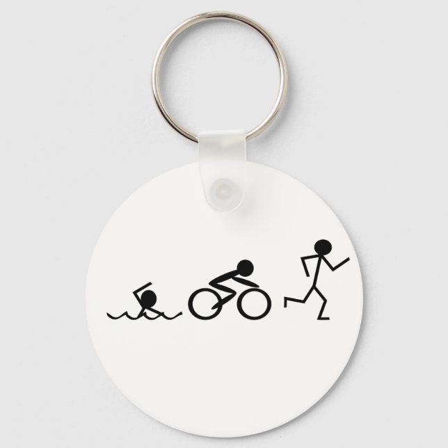Triathlon Stick Figures Key Ring (Front)