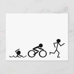 Triathlon Stick Figures Postcard
