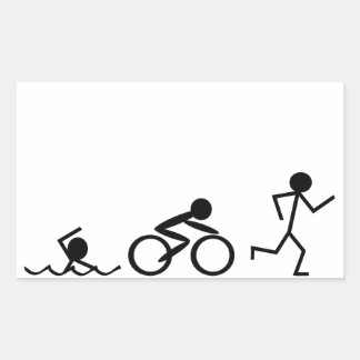 Triathlon Stick Figures Rectangular Sticker