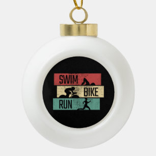 Triathlon - Swim Bike Run Ceramic Ball Christmas Ornament