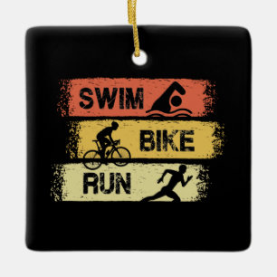 Triathlon - Swim Bike Run Ceramic Ornament