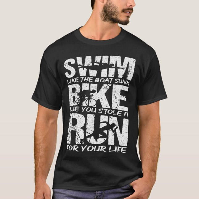 Triathlon Swim Bike Run Fitness Sports Athlete Tri T-Shirt (Front)