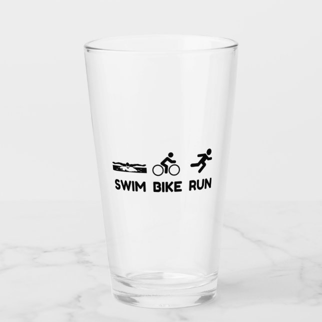 Triathlon Swim Bike Run Glass (Front)