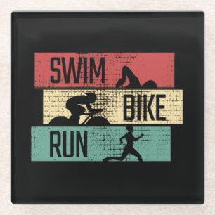 Triathlon - Swim Bike Run Glass Coaster