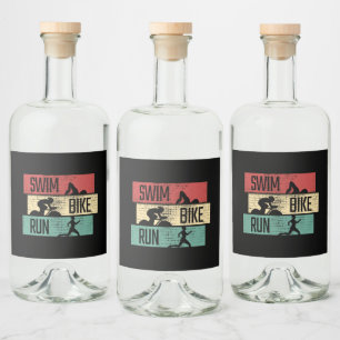 Triathlon - Swim Bike Run Liquor Bottle Label
