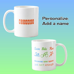 Triathlon swim bike run quote personalised sports coffee mug