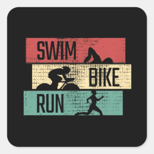 Triathlon - Swim Bike Run Square Sticker