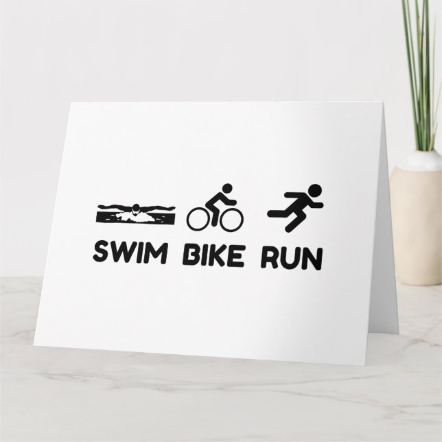 Triathlon Swim Bike Run Thank You Card (Front)