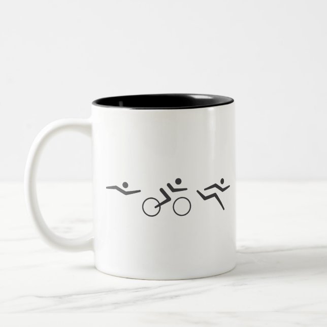 Triathlon swim bike run Two-Tone coffee mug (Left)