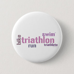 Triathlon Text 6 Cm Round Badge