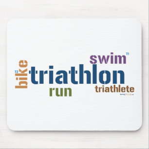Triathlon Text Mouse Pad