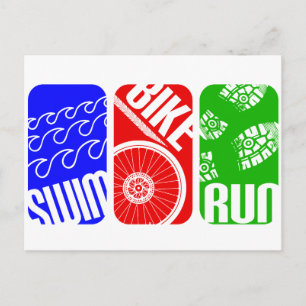 Triathlon TRI Colour Blocks Postcard
