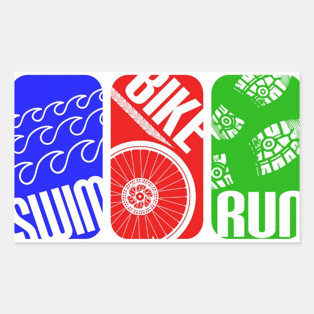 Triathlon TRI Colour Blocks Rectangular Sticker (Front)