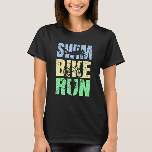 Triathlon Tri Triathletes Athletes Running Fitness T-Shirt (Front)
