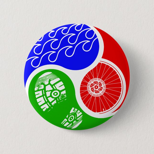 Triathlon TRI Yin Yang 6 Cm Round Badge (Front)