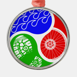 Triathlon TRI Yin Yang Metal Tree Decoration