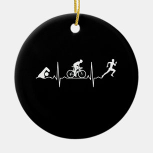 Triathlon - Triathlon Heartbeat Ceramic Ornament