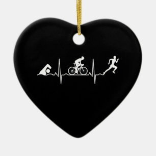 Triathlon - Triathlon Heartbeat Ceramic Ornament