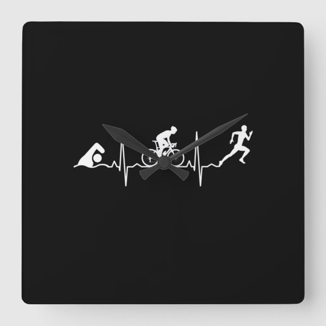 Triathlon - Triathlon Heartbeat Square Wall Clock (Front)