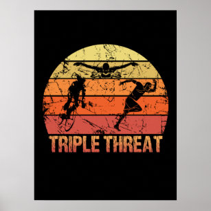Triathlon Triple Threat Vintage Poster