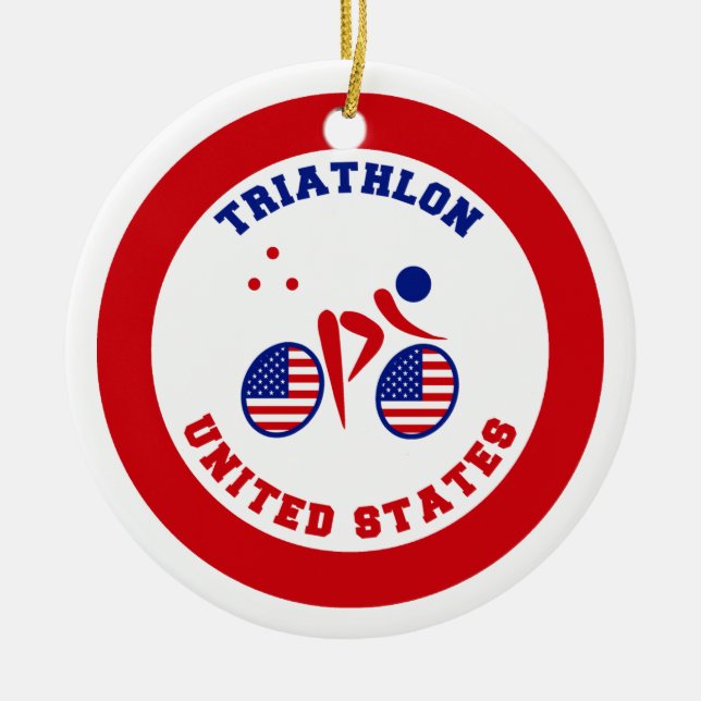 Triathlon United States Ceramic Ornament (Front)