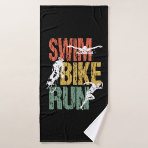 Triathlon Vintage Swim Bike Run Bath Towel