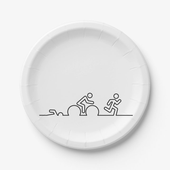 Triatlon. Swimming, cycling and running. Paper Plate (Front)