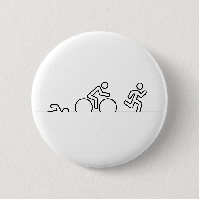 Triatlon. Zwemmen, wielrennen en hardlopen. 6 Cm Round Badge (Front)