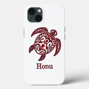 Tribal Abstract Hawaiian Sea Turtle in Red iPhone 13 Case