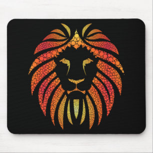 Tribal Abstract Orange Lion Face Mouse Pad