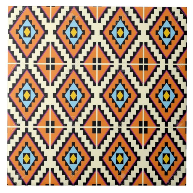 Tribal abstract pattern ceramic tile (Front)