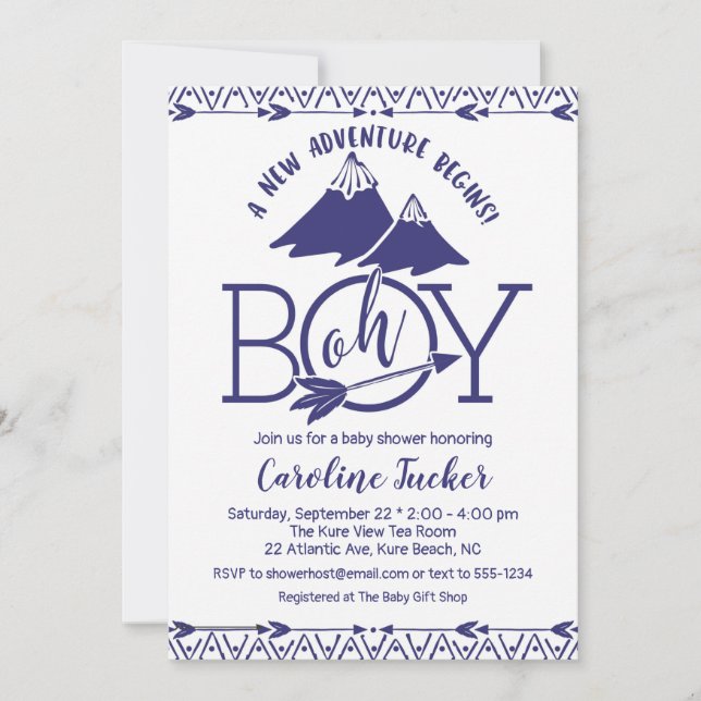Tribal Adventure Baby Boy Shower Invitation (Front)