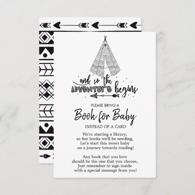 Tribal Adventure Begins Baby Shower Book for Baby Invitation (Front/Back)