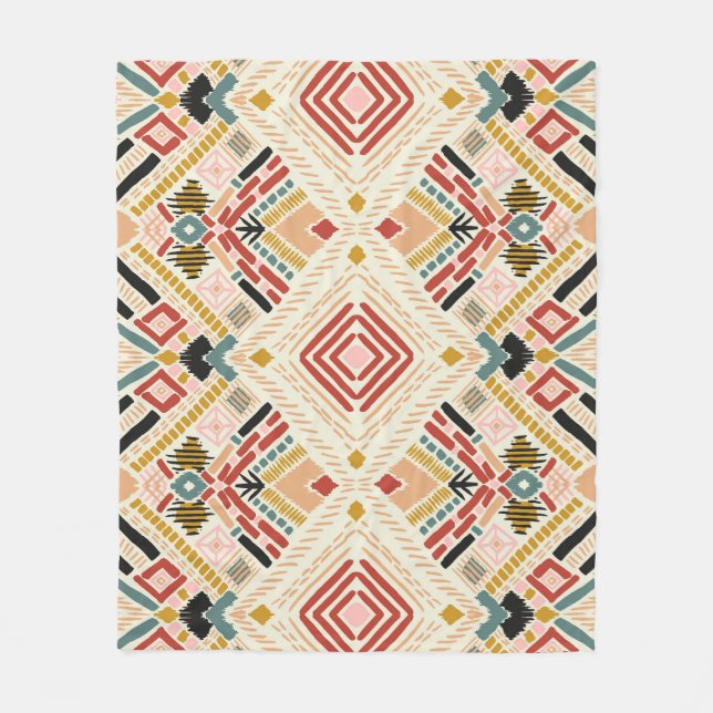 Tribal African Chevron Aztec Pattern Fleece Blanket (Front)